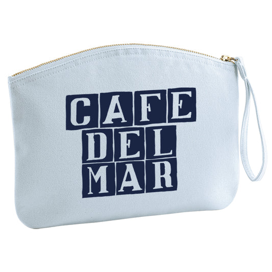 Café del Mar Blue Tile Logo Organic Cotton Canvas Wristlet Zip Pouch-Café Del Mar Ibiza Store