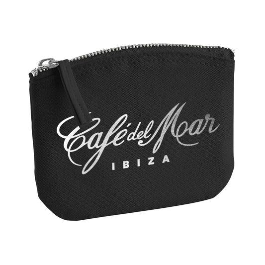 Café del Mar Ibiza Bold Silver Logo Organic Cotton Canvas Zip Purse
