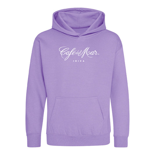 Café del Mar Ibiza White Logo Kid's Lavender Hooded Sweatshirt