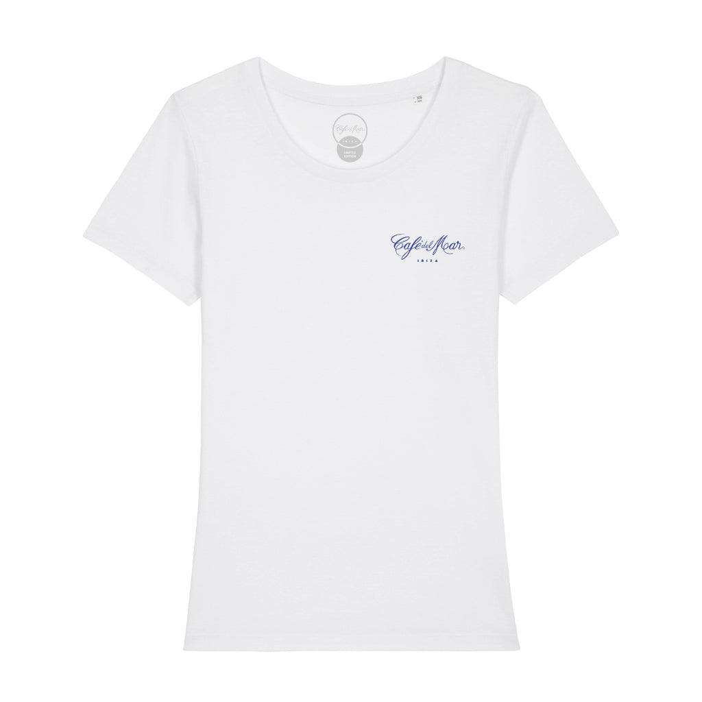 Café del Mar 40th Anniversary Logo Front And Back Print Women's Iconic Fitted T-Shirt