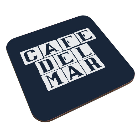 Café del Mar White Tile Logo Coaster-Café Del Mar Ibiza Store