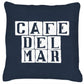 Café del Mar White Tile Logo Cushion