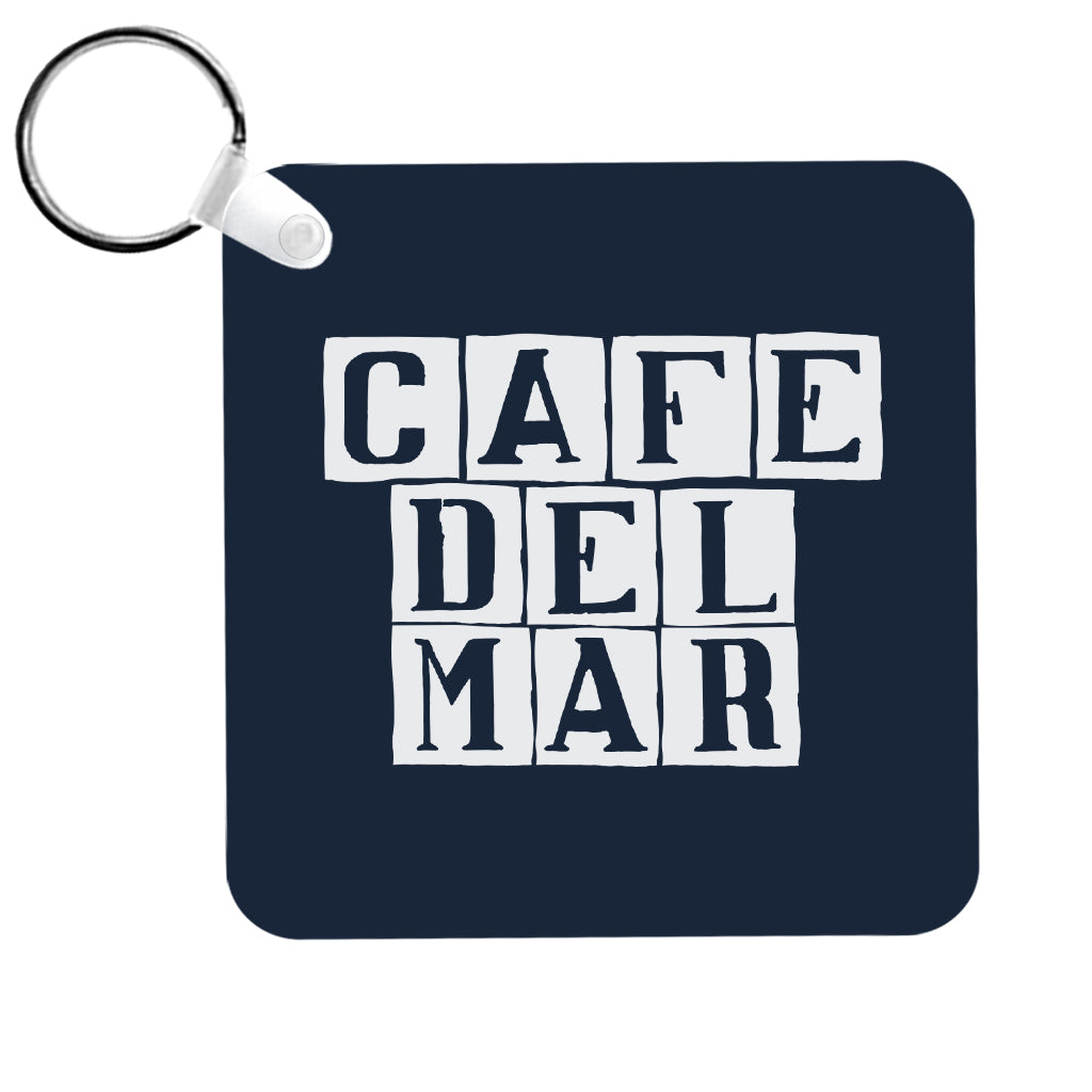 Café del Mar White Tile Logo Keyring-Café Del Mar Ibiza Store