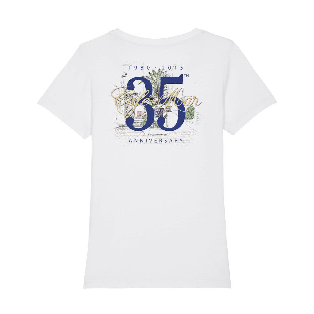 Café del Mar 35th Anniversary Logo Front And Back Print Women's Iconic Fitted T-Shirt