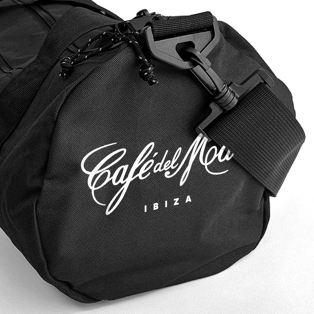 Café Del Mar Ibiza White Bold Logo Recycled Barrel Bag-Café Del Mar Ibiza Store