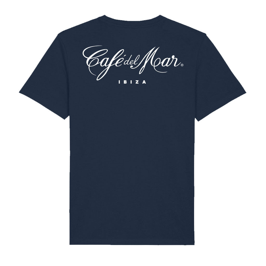 Café del Mar Ibiza White Logo Front And Back Print Men's Organic T-Shirt