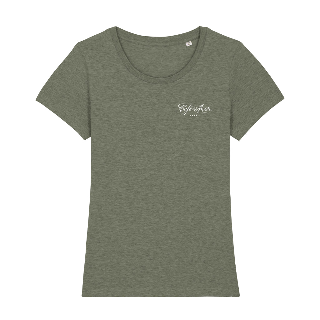 Café del Mar Ibiza Small White Logo Women's Iconic Fitted T-Shirt