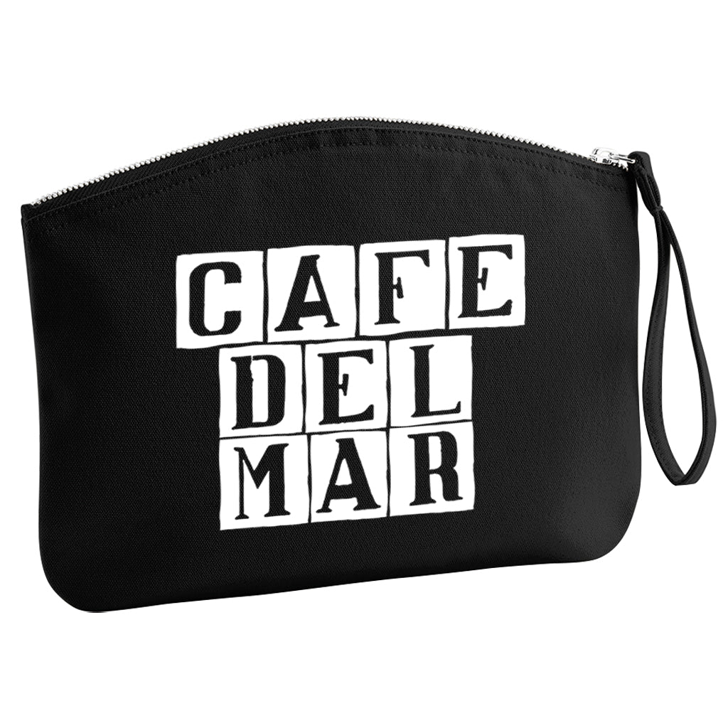 Café del Mar White Tile Logo Organic Cotton Canvas Wristlet Zip Pouch-Café Del Mar Ibiza Store